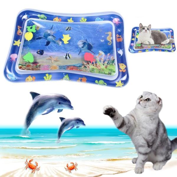 猫 プールマット 猫の水感覚プレイマット お魚付き 厚みの水プレイマット 猫のおもちゃ PVC材質 ...