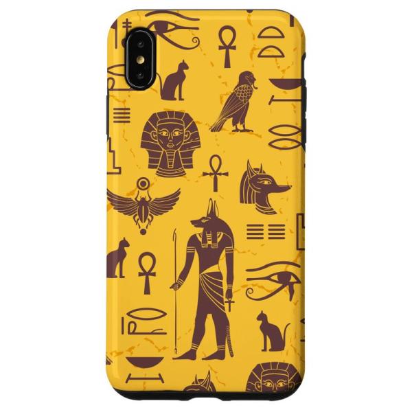 iPhone XS Max 古代エジプト象形文字のシンボル ファラオ スカラブ アンクアイ スマホケ...