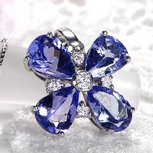 K18WG タンザナイト ダイヤモンド ネックレス : グッドラック  