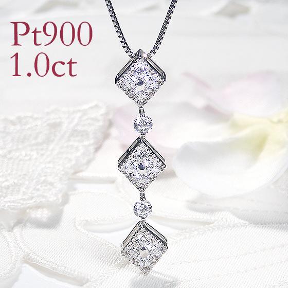 pt900 1.0ct フラワー ダイヤモンド ネックレス ジュエリー ダイヤ ペンダント プラチナ...
