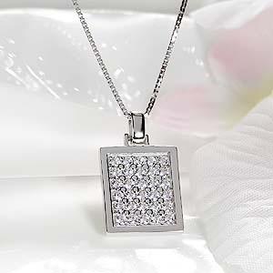 pt900 プラチナ ダイヤモンド ダイヤ ネックレス ペンダント 1.0ct 1カラット 長四角 ...