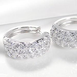 pt900 プラチナ ダイヤモンド ダイヤ ピアス パヴェ 2.0ct 2カラット 中折れ ワンタッチ 大人気 GUPE344｜good-luck-store