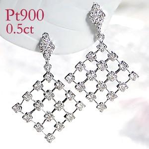 Pt900 0.10ct フープ ドット ダイヤモンド ピアス 人気 ジュエリー
