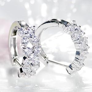 プラチナ900 1ct ダイヤモンド　フープピアス 楽天市場】プラチナ中折れ式ダイヤフープピアス(11mmリング調、6