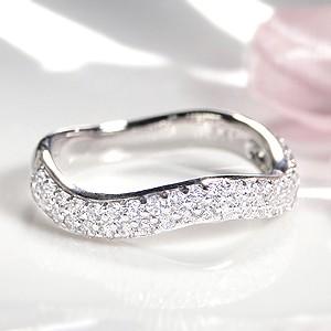 K18 WG ゴールド 指輪 リング ダイヤモンド ダイヤ パヴェ ウェーブ 0.5ct GUR10...