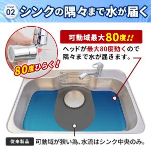 蛇口 シャワー シャワーヘッド 首振り キッチ...の詳細画像5