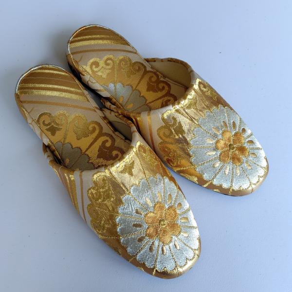 日本サイズ【30cm】着物リメイク和風スリッパ　高級感　日本製　大きめ　袋帯リメイク　スリッパ　履物...