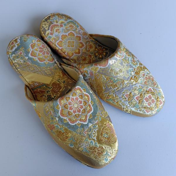 日本サイズ【30cm】着物リメイク和風スリッパ　高級感　日本製　大きめ　袋帯リメイク　スリッパ　履物...
