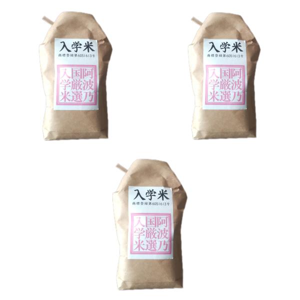 【３袋セット】入学米　合格祈願に入学米　１袋３００ｇ（２合）×３　　徳島県吉野川市川島町学産