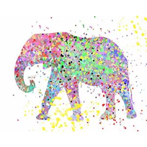 Artdash Popアートプリント:水彩Splatter : Elephant 8×10 print ピンク 並行輸入｜good-quality