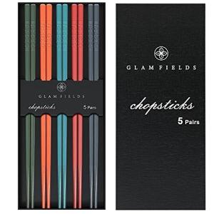 GLAMFIELDS 再利用可能な箸 5組 ファイバーグラス チョップスティック 食洗機対応 ノンスリップ 9 1/2インチ ギフトセッ 並行輸入｜good-quality
