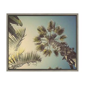 DesignOvation Sylvie Palm Tree Sunburst Framed Canvas Wall Art by Sh 並行輸入｜good-quality
