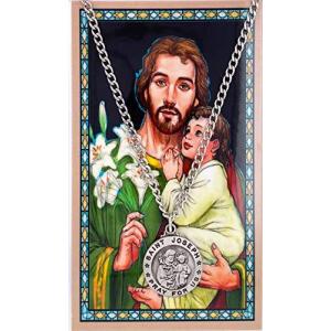 Saint Joseph 3?/ 4インチピューターメダルペンダントwith Holy Prayerカード 並行輸入｜good-quality