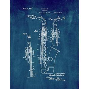 Saxophone特許印刷アートポスターミッドナイトブルー 13 x 19 ブルー 12398-62-13 並行輸入｜good-quality