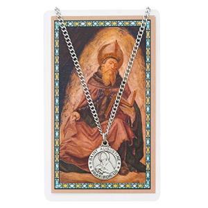 Saint Augustine 3?/ 4インチピューターメダルペンダントwith Holy Prayerカード 並行輸入｜good-quality