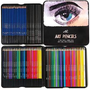 アート鉛筆描画キット  72 鉛筆用品セット スケッチ15 油絵24 水彩24 チャコールペンシル9 初心者 大人 プロ用 グラファイ 並行輸入
