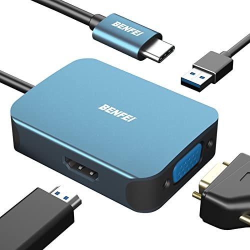 USB C HUB、BENFEI USBType-CからHDMIVGAアダプター、USB CからUS...