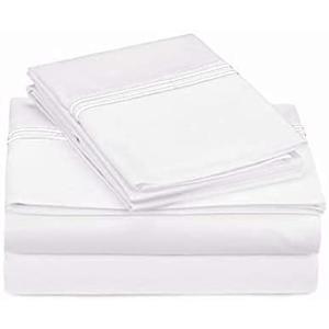 King  White Solid - 4 pcs sheet set Ultra Soft- Br...