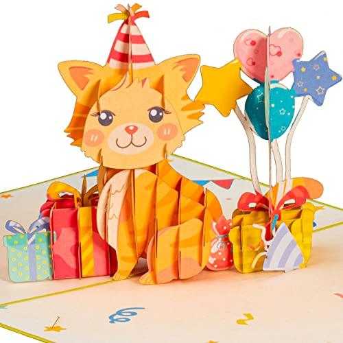 誕生日パーティー 猫 ポップアップカード 並行輸入