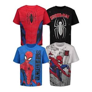 マーベル スパイダーマン ボーイズ 4枚パック Tシャツ US サイズ: 8 カラー: レッド 並行輸入の商品画像