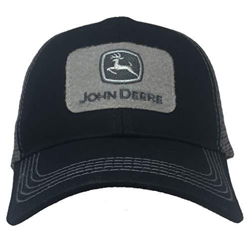 John Deere Silver Patch Mesh Back Trucker Cap-Blac...