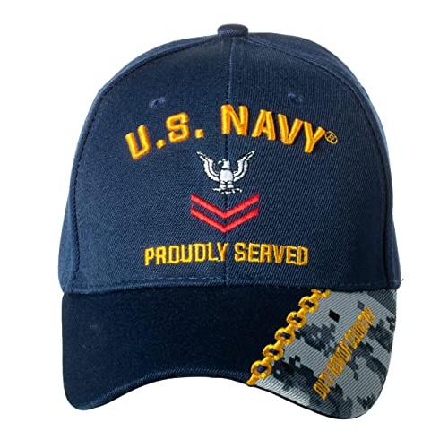 アメリカ海軍 ペティオフィサー 刺繍入り 調節可能 ミッドプロファイル ブルー ベースボールキャップ...