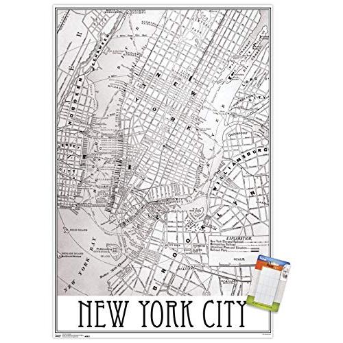 Trends International New York Map Mount Wall Poste...