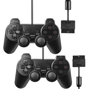 PS2 プレイステーション2デュアルショック用有線コントローラー2個パック、ブラック。 並行輸入｜good-quality