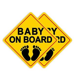Besby Baby On Boardステッカーサイン 2枚入り 5x5インチ 子供安全警告デカール 明るい黄色のビニール 逆転時にシー 並行輸入｜good-quality