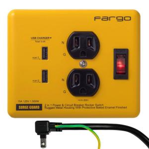 Fargo 延長コード USB 急速充電 スマホ アメリカン レトロ STEEL TAP シルバー スチールタップ ファーゴ 電源タップ 鉄製 2個口｜good-smiley