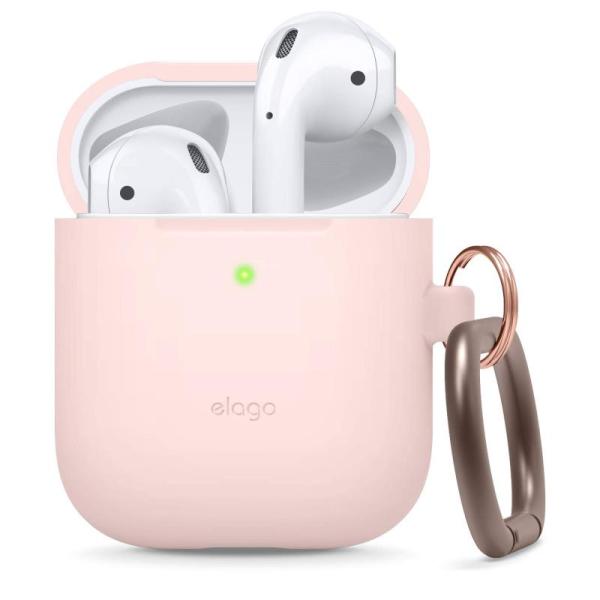 elago AirPods 対応 ケース カラビナ 付 シリコン 製 カバー 耐衝撃 傷防止 落下防...