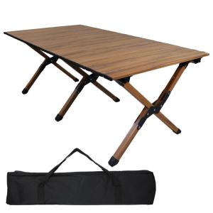 【kokua.】 アウトドア テーブル 折畳み コンパクト 軽量 ロール 大きめ 組立簡単 十分な広さ 耐荷重60kg ローテーブル 【木目調】｜good-smiley