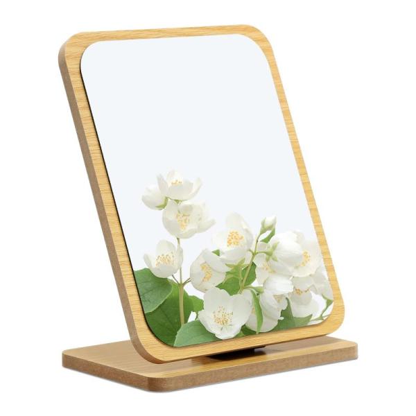 BESTOOL 化粧鏡 卓上ミラー 木製鏡 90°角度調整 化粧ミラー