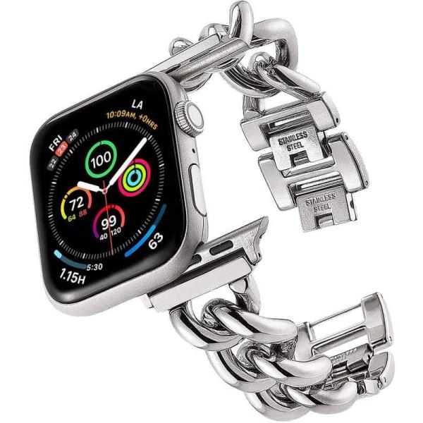 Apple Watch バンド ステンレス チェーン ベルト シルバー Apple watch ul...