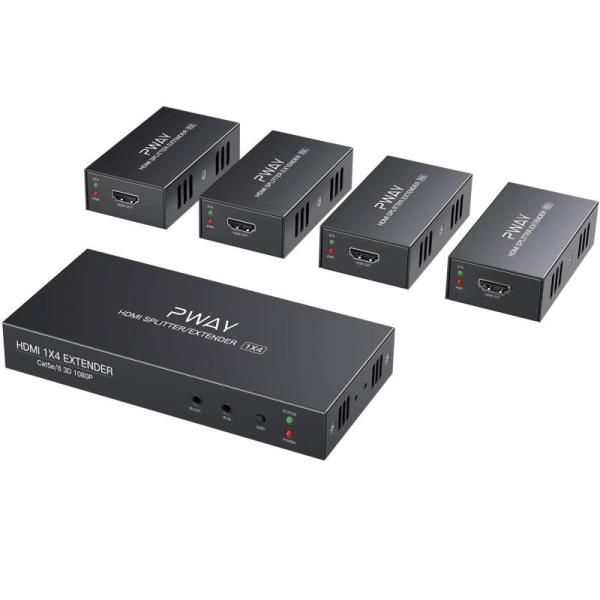 POC HDMIエクステンダー LAN 3D分配器 4出力 遅延なし60m安定転送距離伝送 HDMI...