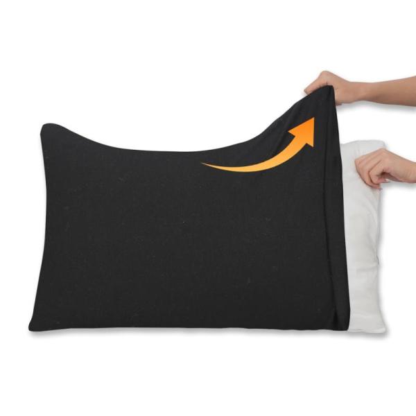 ムニュニュ 伸びる 枕カバー 黒 43×63 綿 まくらカバー いろんなサイズやかたちのまくらにのび...