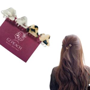 EZ_Peach バンスクリップ ミニ ヘアアクセサリー レディース ヘアクリップ 小さめ 髪留め ヘアピン 髪飾り 2個セット 4本 (三角形のベー｜good-smiley