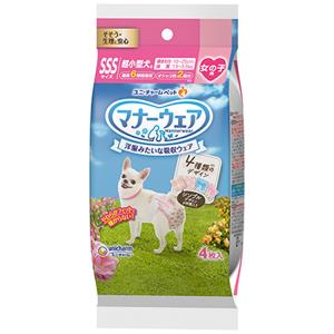 マナーウェア 女の子用 SSSサイズ ４種のデザインパック 4枚入り 超小型犬用 犬用オムツ マナーパンツ トイレ用品 紙おむつ お試しセット ユニ・チャームペット｜gooddog