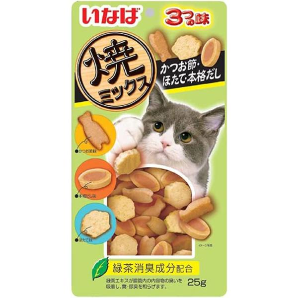 いなば 焼ミックス 3つの味かつお節、ほたて、本格だし 25g 猫用おやつ 猫おやつ 猫用ふりかけ ...