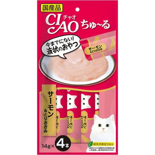 チャオ ちゅ〜る CIAO ちゅーる サーモン＆とりささみ 4本入り 猫用おやつ 猫おやつ 猫用ふり...