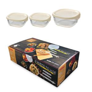 HARIO（ハリオ） 耐熱ガラス保存容器3個セット ホワイト : 生活雑貨