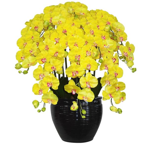 造花の胡蝶蘭 トラッド鉢植　L(大)サイズ-10本立 /黄色　光触媒 空気清浄 アートフラワー