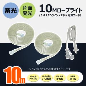 10m LEDロープライト 片面発光 60W 4500LM 100V 電源コード 防水 IP65 耐衝撃 IK10 チューブライト 業務用 投光器 ガレージ 夜間作業 道路工事 CB-2S5M-90Vの商品画像