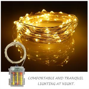 黄 LED フェアリーライト 単3乾電池 イルミネーション 100球 10ｍ 8パターン 100時間点灯 屋外 クリスマス 電飾 タイマー機能 ワイヤーライト LD-D3｜goodgoods-1