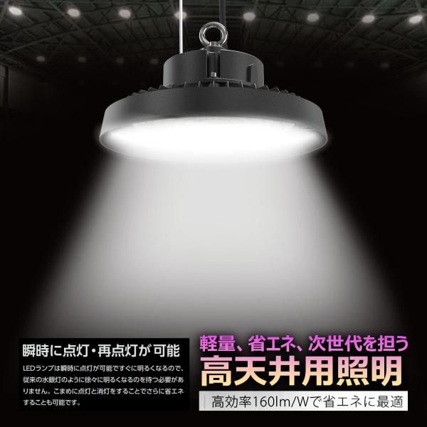 100W LED 高天井用照明器具 ハイベイライト 32000lm 1000W相当 超爆光 投光器 ...