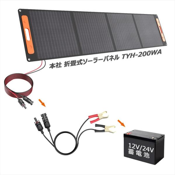 ポータブル電源用 ソーラーパネル対応 TYH-200WA専用 バッテリークリップ MC4ケーブル 便...