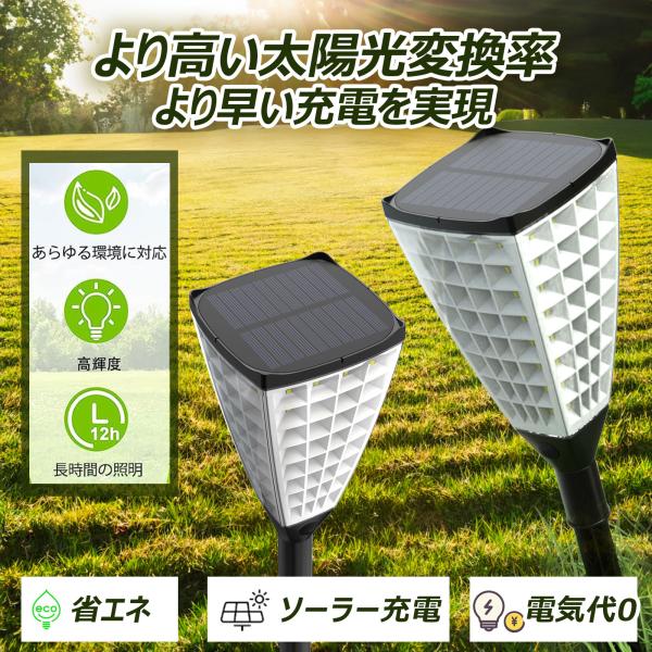 2本セット 電気代不要 LED ソーラーライト 320lm 充電式 設置 昼白色 電球色 外灯 調光...