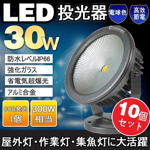 GOODGOODS 10個セット 一年保証 LED投光器 30W 300W相当 ガーデンライト le...