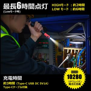 爆買 LED懐中電灯 L字 充電式 小型 釣り スリム ペンライト 昼光色 ハンディライト 作業用 非常灯 アウトドア 防災 地震 台風 防水 YC-S1W