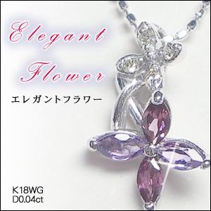 ロードライトガーネットネックレス K18WG ホワイトゴールド フラワーネックレス 18金 結婚記念日 女性 プレゼント 妻 40代 30代